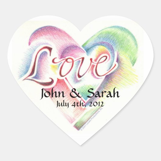 Hart Sticker met liefde belettering (Voorkant)