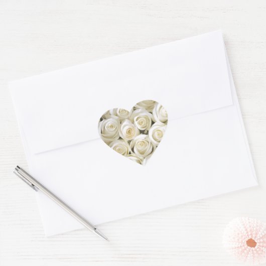 Hart Sticker-witte rozen Hart Sticker (Envelop)