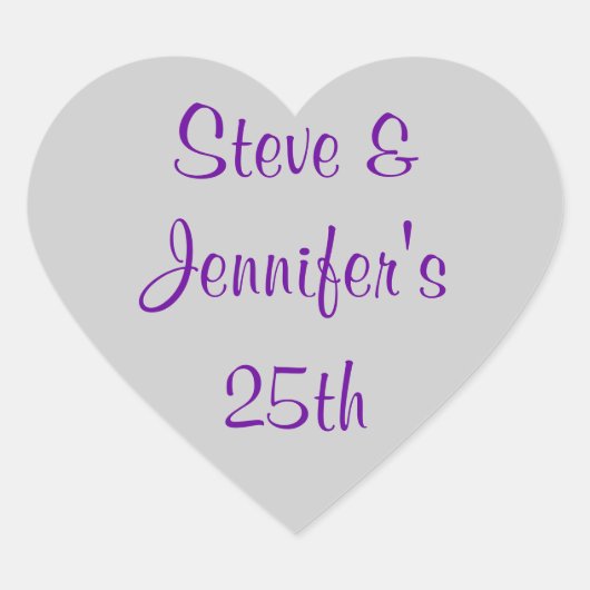 Hart Stickers 25e bruiloft Zilver Jubileum 25 (Voorkant)