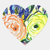 Hart Stickers Sinaasappel en Groene Rosas (Voorkant)