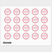 Hart & Stippen Sweet 16 Rood & Roze Custom Ronde Sticker (Vel)
