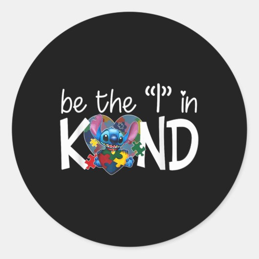 Hart Stitch Hugging Autism Awareness Kies Sind Ronde Sticker (Voorkant)
