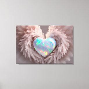 *~* Hart Stoffig Roos Angel Wings AP78 Opal Canvas Afdruk