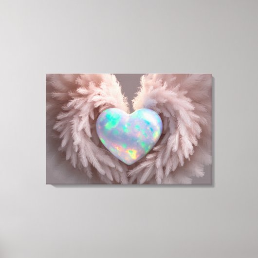 *~* Hart Stoffig Roos Angel Wings AP78 Opal Canvas Afdruk (Voorkant)