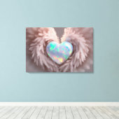 *~* Hart Stoffig Roos Angel Wings AP78 Opal Canvas Afdruk (Insitu (Houten vloer))
