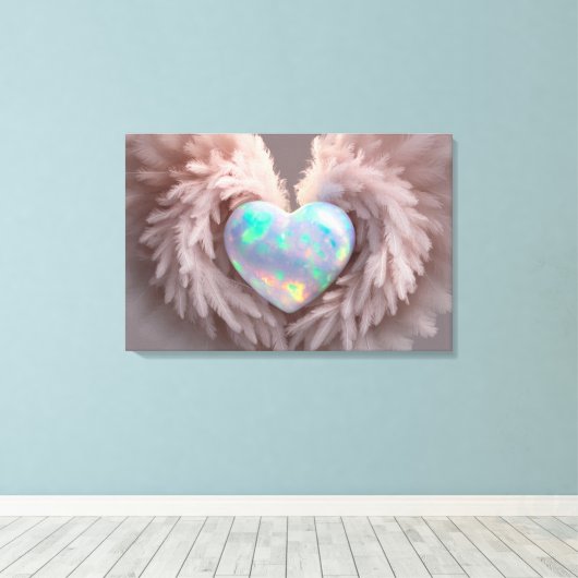 *~* Hart Stoffig Roos Angel Wings AP78 Opal Canvas Afdruk (Insitu (Houten vloer))