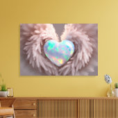 *~* Hart Stoffig Roos Angel Wings AP78 Opal Canvas Afdruk (Insitu (Woonkamer))