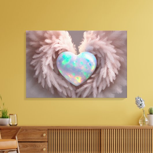 *~* Hart Stoffig Roos Angel Wings AP78 Opal Canvas Afdruk (Insitu (Woonkamer))