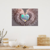 *~* Hart Stoffig Roos Angel Wings AP78 Opal Poster (Keuken)