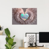*~* Hart Stoffig Roos Angel Wings AP78 Opal Poster (Thuiskantoor)