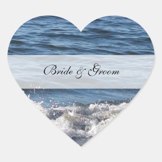 Hart Strand Thema Bruiloft Stickers (Voorkant)