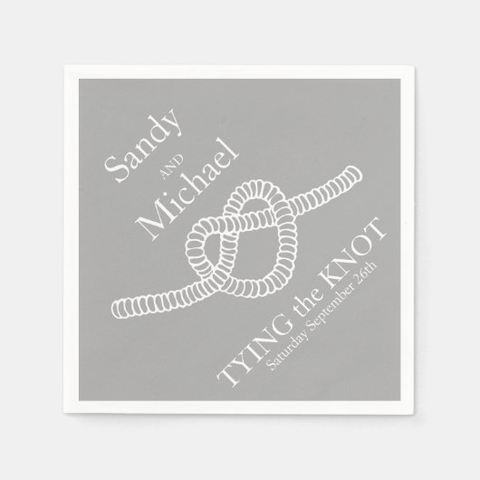 Hart stropdas de knoop bruiloft grijs partij papie servet (Voorkant)