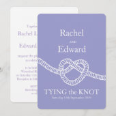 Hart stropdas de knoop bruiloft paarse witte uitno kaart (Voorkant / Achterkant)