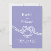 Hart stropdas de knoop bruiloft paarse witte uitno kaart (Voorkant)