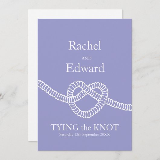 Hart stropdas de knoop bruiloft paarse witte uitno kaart (Voorkant / Achterkant)
