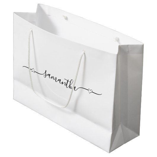 Hart Swash Handtekening Naam Groot Cadeauzakje (Voorkant Gekanteld)