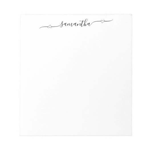 Hart Swash Handtekening Naam Notitieblok (Voorkant)