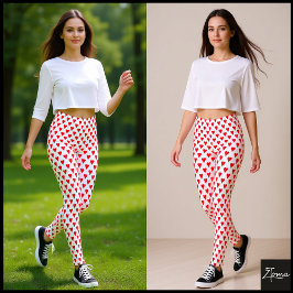 Hart Symbool Patroon helder rood Leggings