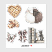 Hart Taart Lammetjes Chocolade Chip Koekje Vlinder Sticker (Vel)
