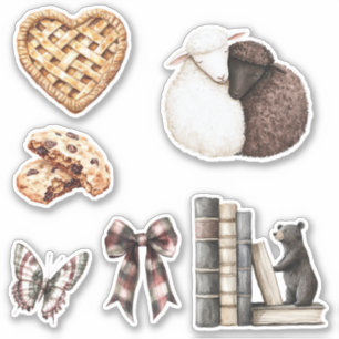 Hart Taart Lammetjes Chocolade Chip Koekje Vlinder Sticker
