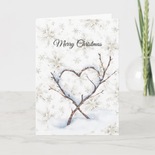 Hart Tak Sneeuw Sneeuwvlokken Kerstmis Kaart