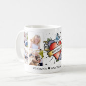 Hart Tattoo Gepersonaliseerde 8 Fotocollage Koffiemok (Voorkant links)