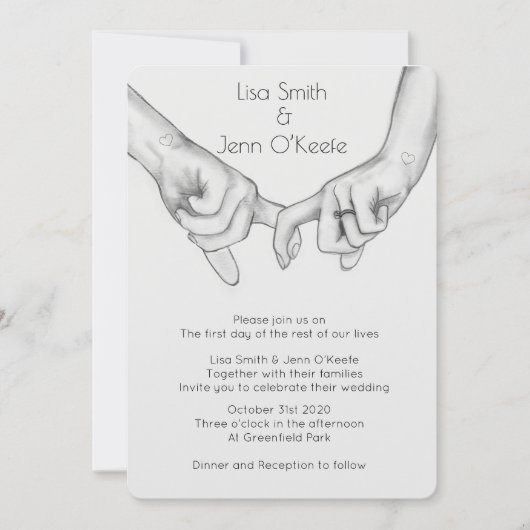 Hart Tattoo Hand Tekening Huwelijksuitnodiging Kaart (Voorkant)