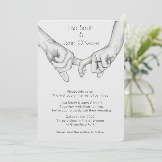 Hart Tattoo Hand Tekening Huwelijksuitnodiging Kaart (Staand voorkant)