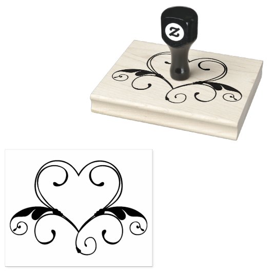 Hart Tattoo, houten handvat 4 x 5 inch Rubberstemp Rubberstempel (Gestempeld)