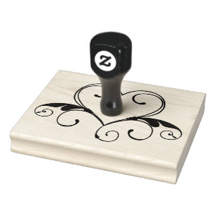 Hart Tattoo, houten handvat 4 x 5 inch Rubberstemp Rubberstempel