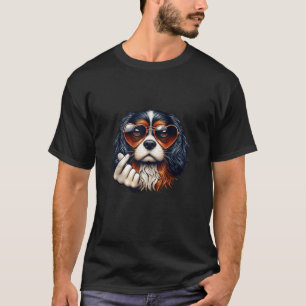 Hart Teken Hand Hond Cavalier Koning Charles Spani T-shirt