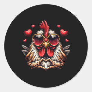 Hart Teken Hand Kip Kinder Mannen Vrouwen Kip V Ronde Sticker