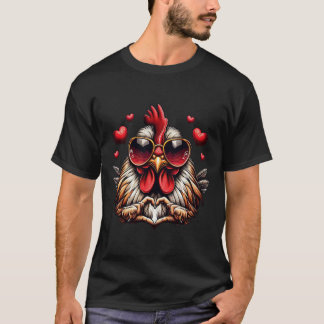 Hart Teken Hand Kip Kinderen Mannen Vrouwen Kip V T-shirt
