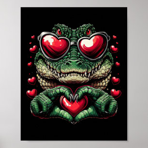 Hart Teken Hand Krokodil Heren Dames Krokodil Va Poster