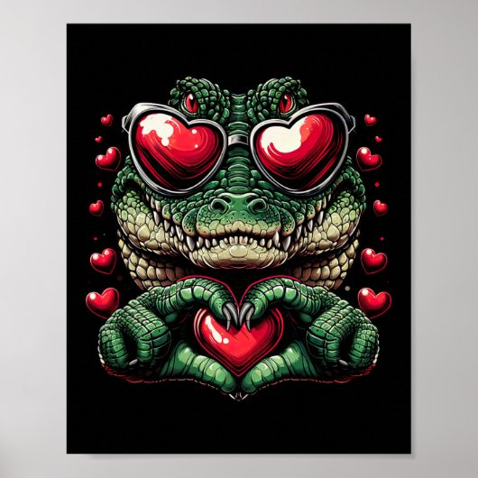 Hart Teken Hand Krokodil Mannen Vrouwen Krokodil V Poster (Voorkant)