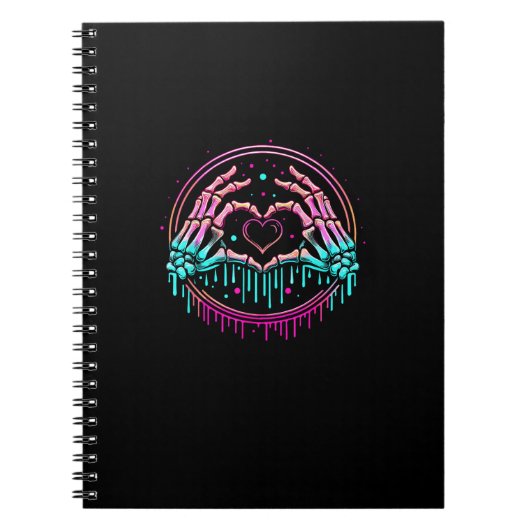 Hart Teken Skelet Hand - Spooky Skeleton Hallowe Notitieboek (Voorkant)