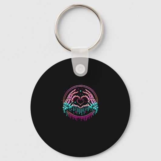 Hart Teken Skelet Hand - Spooky Skeleton Hallowe Sleutelhanger (Voorkant)