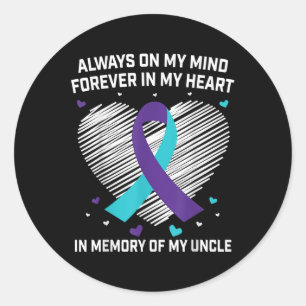 Hart ter nagedachtenis aan mijn oom Suicide Awaren Ronde Sticker