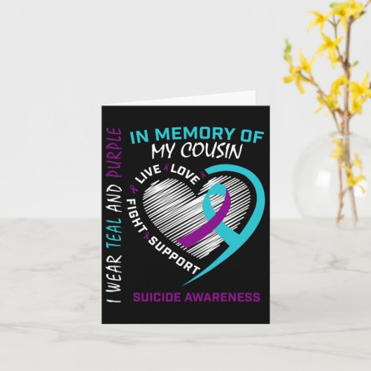 Hart ter nagedachtenis van mijn neef zelfmoord bew kaart (Gele Bloem)