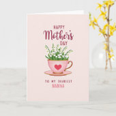 Hart Theekop Moederdag Kaart (Gele Bloem)