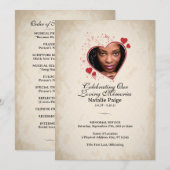 Hart thema aangepaste collage begrafenisprogramma kaart (Voorkant / Achterkant)