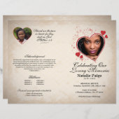 Hart thema beige grunge begrafenis sjabloon progra (Voorkant / Achterkant)