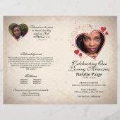 Hart thema beige grunge begrafenisprogramma flyer (Voorkant)