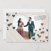 Hart thema bruiloft, romantische roest koper Blauw Kaart (Voorkant)