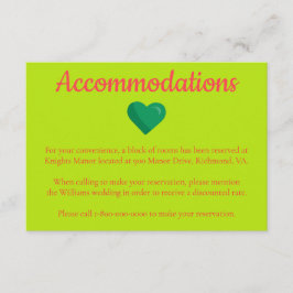 Hart-thema Hotel Wedding-accommodatie Informatiekaartje