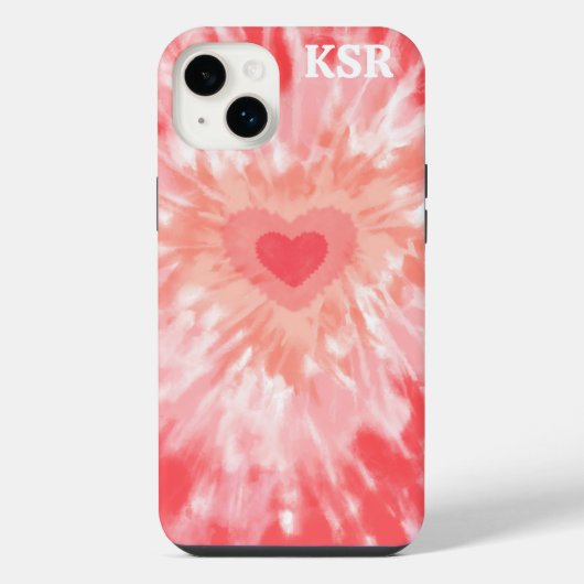Hart Tie Dye Monogram iPhone Hoesje (Achterkant)