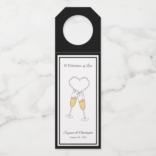 Hart Toast Zwarte Fles Hanger Label (Voorkant)