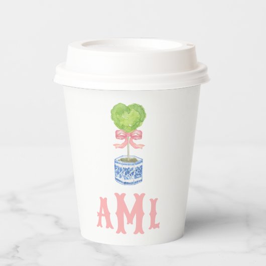 Hart Topiary Tuin | Monogram Papieren Bekers (Voorkant)