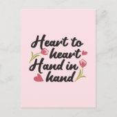 Hart tot Hart, Hand in Hand - Romantische Quote Briefkaart (Voorkant)