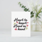 Hart tot Hart, Hand in Hand - Romantische Quote Briefkaart (Staand voorkant)